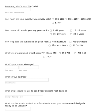 Solar Funnel Questionnaire Form Template