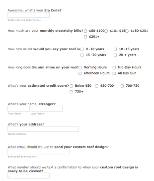 Solar Funnel Questionnaire Form Template