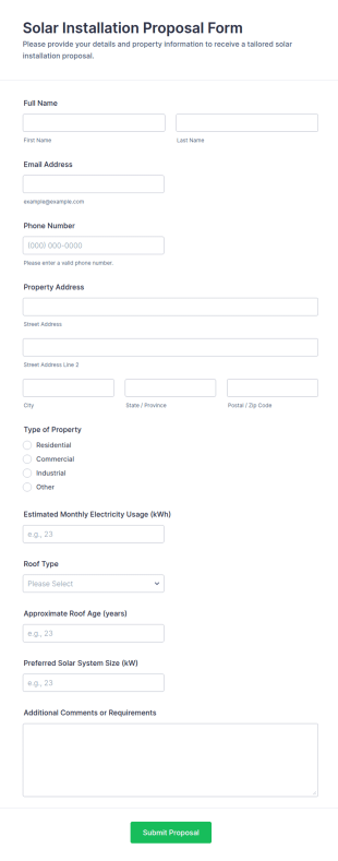 Solar Installation Proposal Form Template