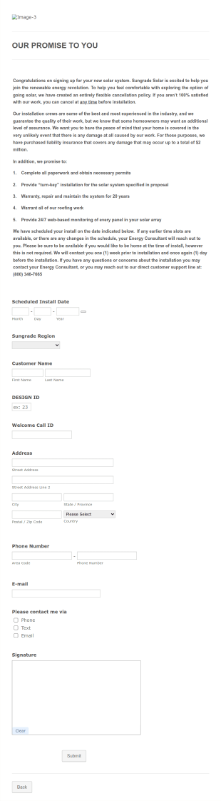 Solar Installation Scheduling Form Template