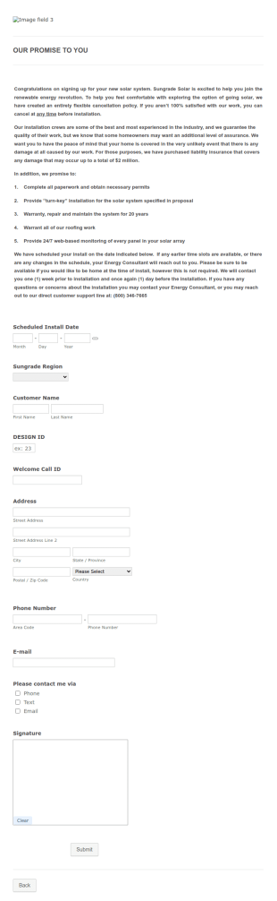 Solar Installation Scheduling Form Template