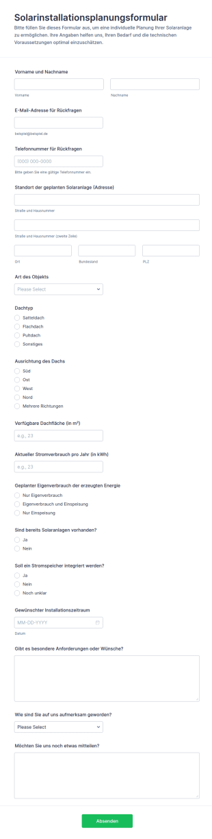 Solar Installationsplanung
