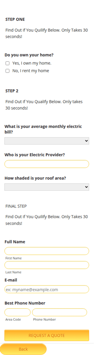 Solar Lead Generation Form Template