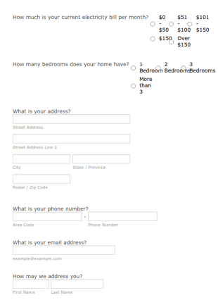 Solar Quiz Form Template
