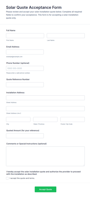 Solar Quote Acceptance Form Template