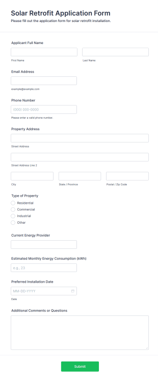 Solar Retrofit Application Form Template