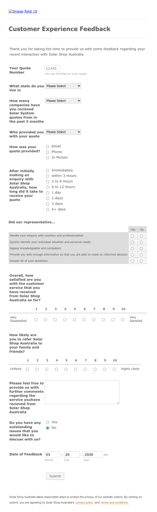 Customer Experience Feedback Form Template