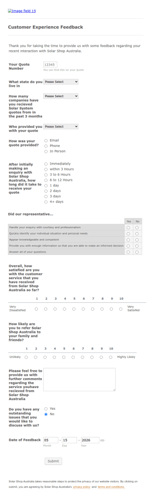 Customer Experience Feedback Form Template