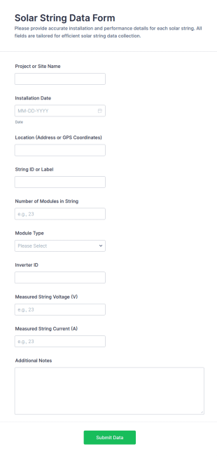 Solar String Data Form Template