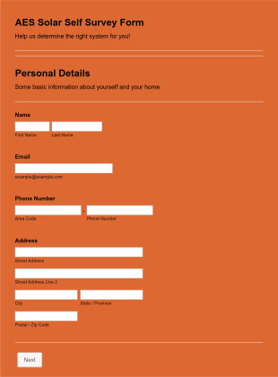 Solar System Self Survey Form Template