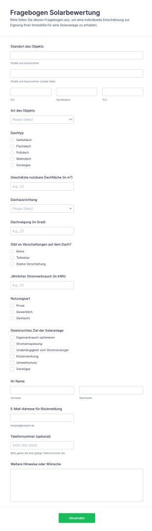 Solarbewertung Umfrage