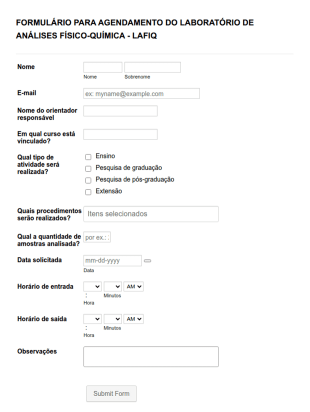 Solicitação De Agendamento Do Laboratório