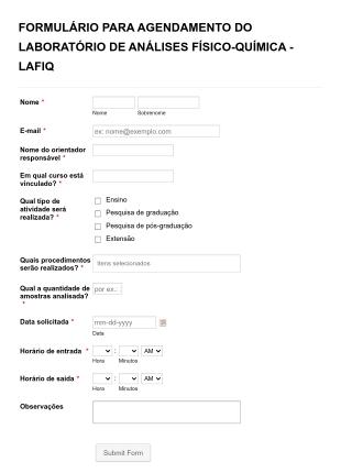 Solicitação De Agendamento Do Laboratório Form Template