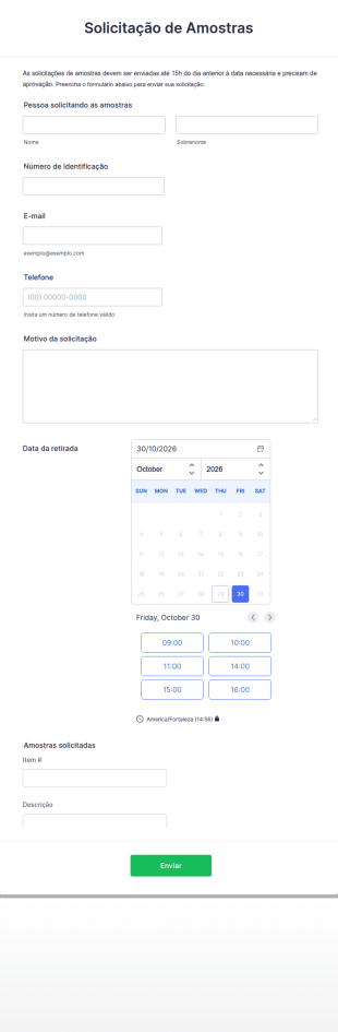 Solicitação De Amostras