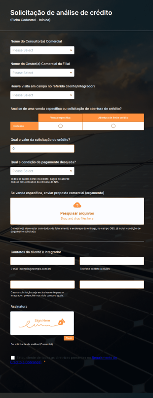 Solicitação De Análise De Crédito