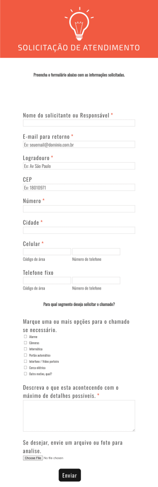 Solicitação De Apoio Técnico Form Template