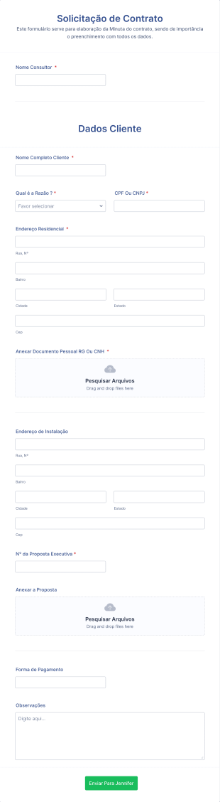 Solicitação De Contrato
