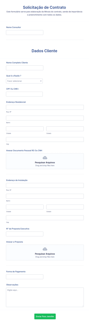 Solicitação De Contrato