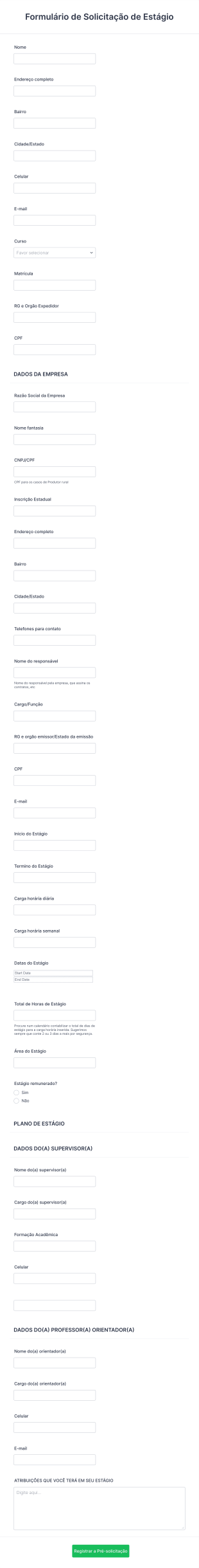 Solicitação De Estágio