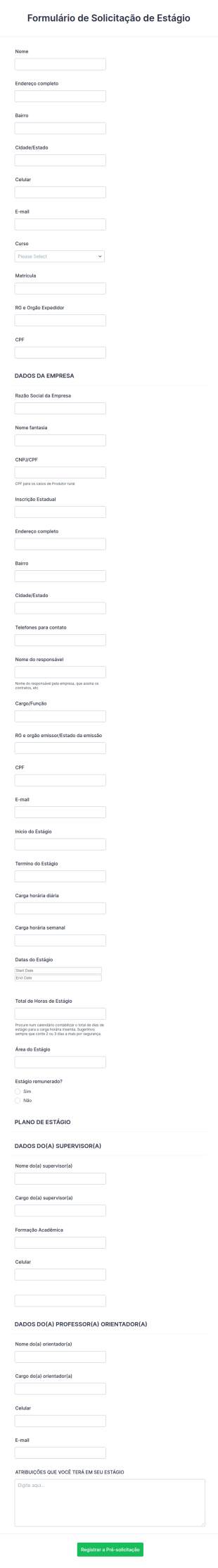 Solicitação De Estágio