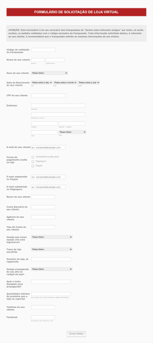 Solicitação De Loja
