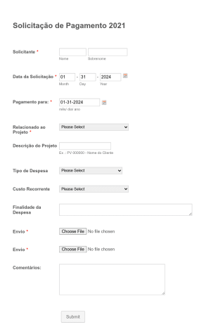 Solicitação De Pagamento Form Template
