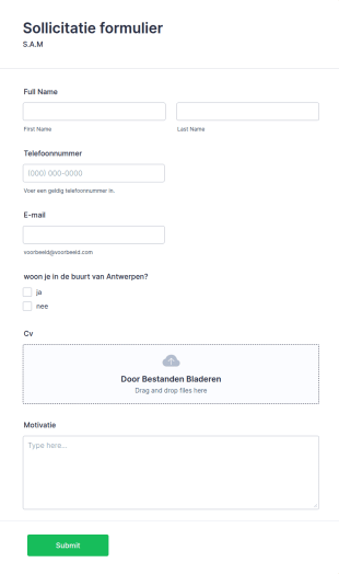 Solicitatie Formulier Marketing