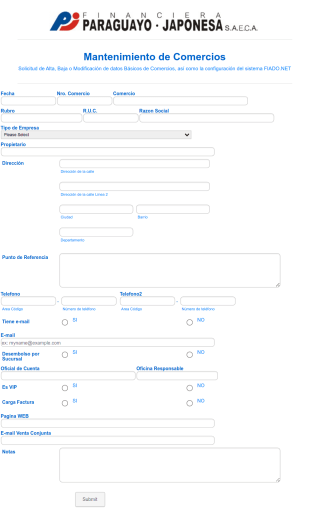 Solicitud De Alta, Baja O Modificación De Datos Básicos De Negocios Form Template