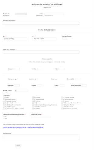 Solicitud De Anticipo Para Viáticos Form Template