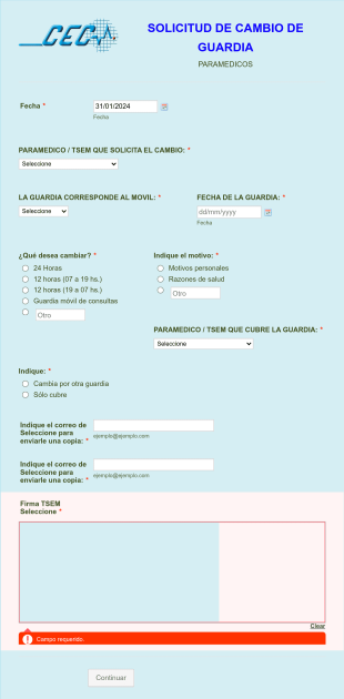 Solicitud De Cambio De Guardia