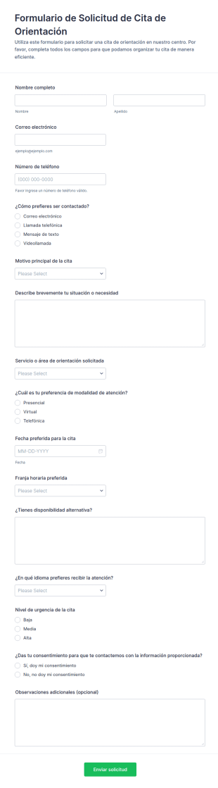 Solicitud De Cita De Consejería