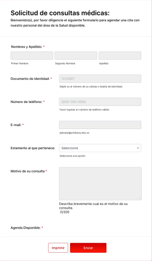 Solicitud De Citas Médicas, Odontológicas Y Psicológicas