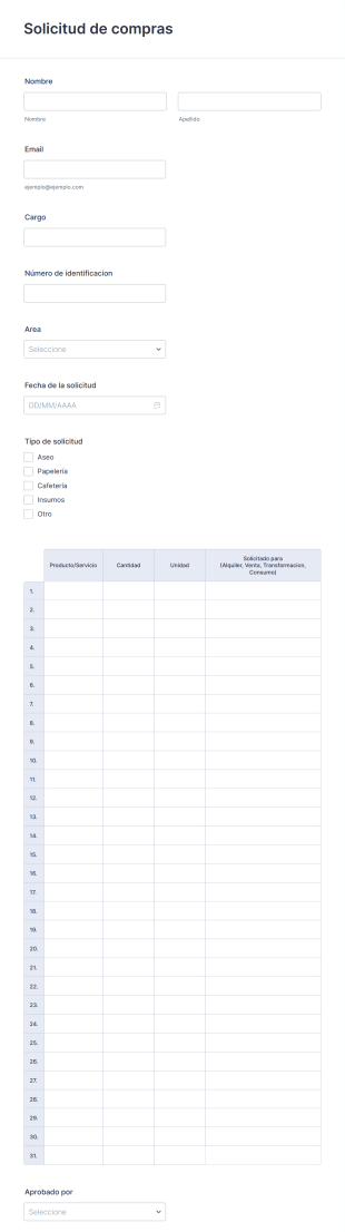 Solicitud De Compras Form Template