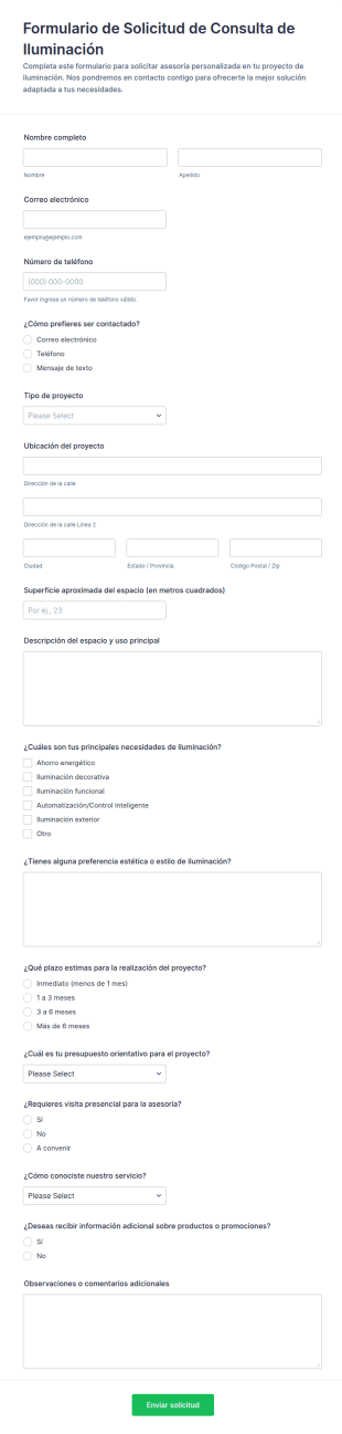 Solicitud De Consulta De Iluminación
