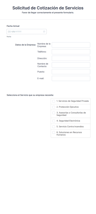 Solicitud De Cotización De Servicios
