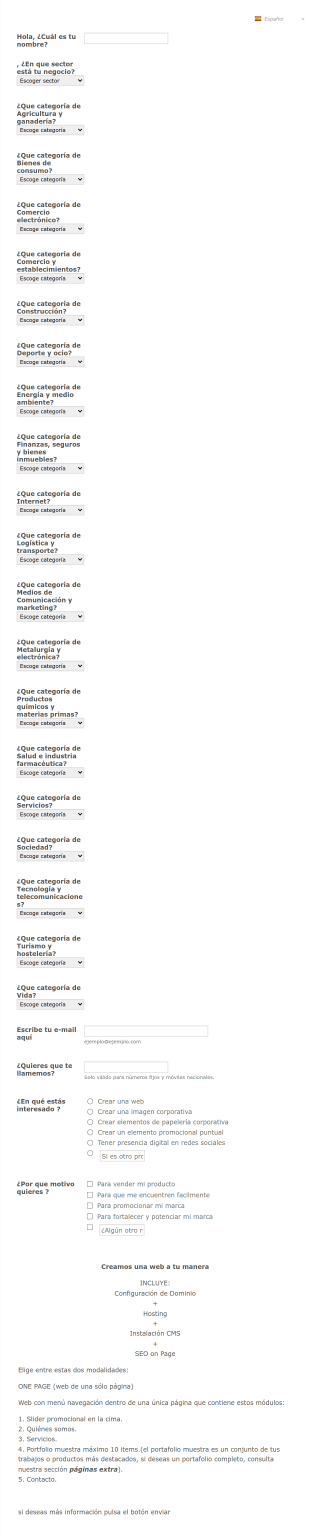 Solicitud De Creación De Sitios Web Y Presencia Digital