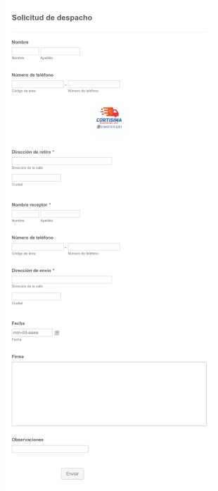 Solicitud De Despacho Form Template