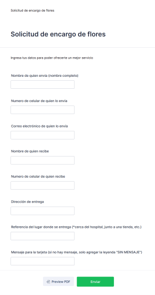 Solicitud De Encargo De Flores