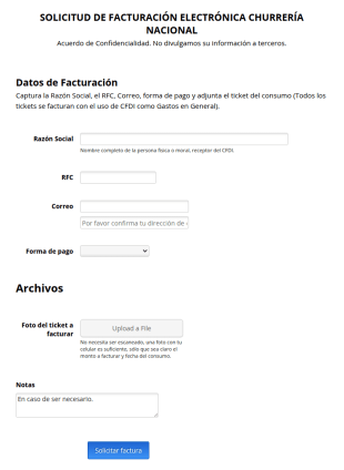 Solicitud De Facturación Electrónica