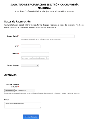 Solicitud De Facturación Electrónica Form Template
