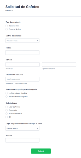 Solicitud De Gafetes (oxxo)