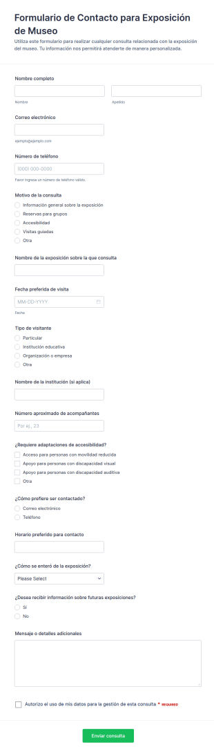 Solicitud De Información Sobre Exposiciones De Museo