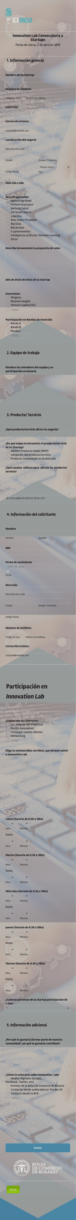 Solicitud De Inscripción De Convocatoria De Startups