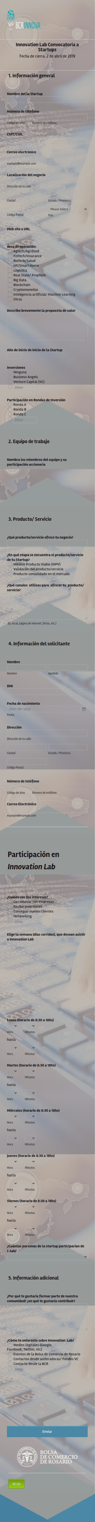 Solicitud De Inscripción De Convocatoria De Startups