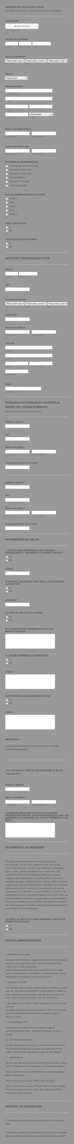 Solicitud De Inscripción Niños
