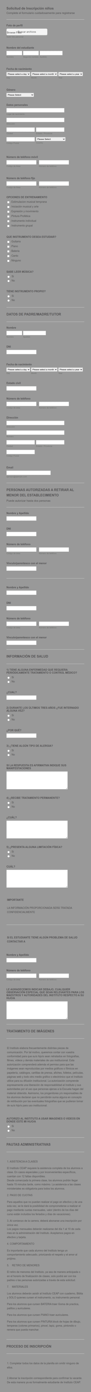 Solicitud De Inscripción Niños