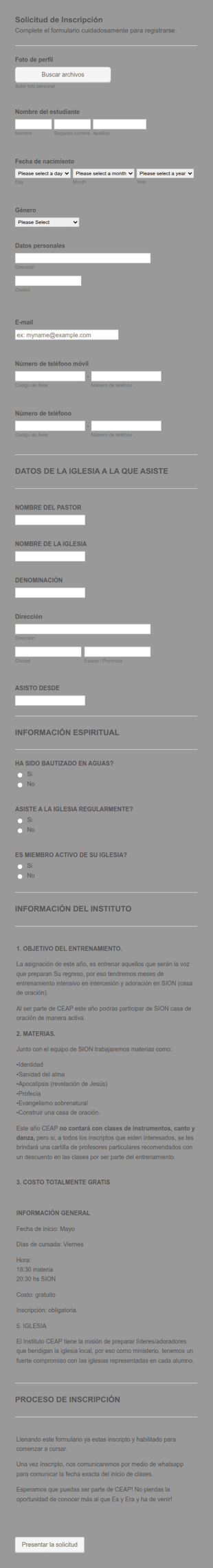 Solicitud De Inscripción Sion