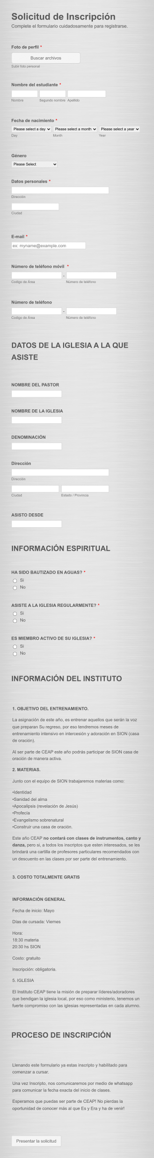 Solicitud De Inscripción Sion Form Template
