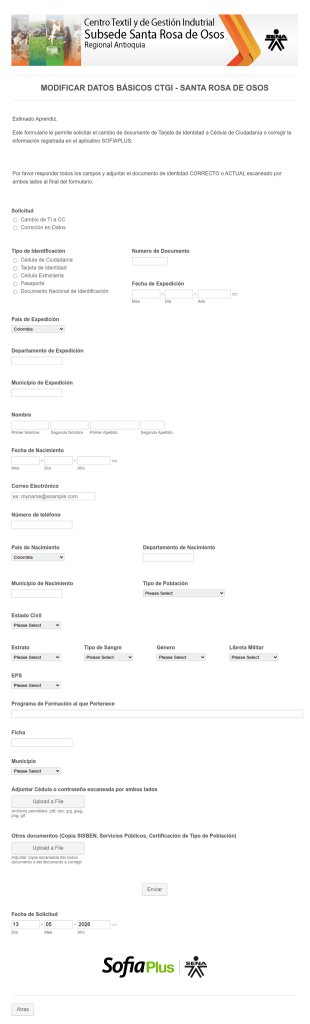 Solicitud De Modificación De Datos Básicos