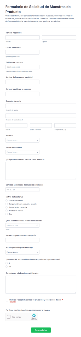 Solicitud De Muestra De Producto